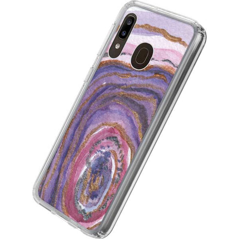 Lilac Watercolor Geode Galaxy A20 Clear Case