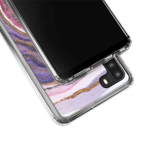 Lilac Watercolor Geode Galaxy A21 Clear Case