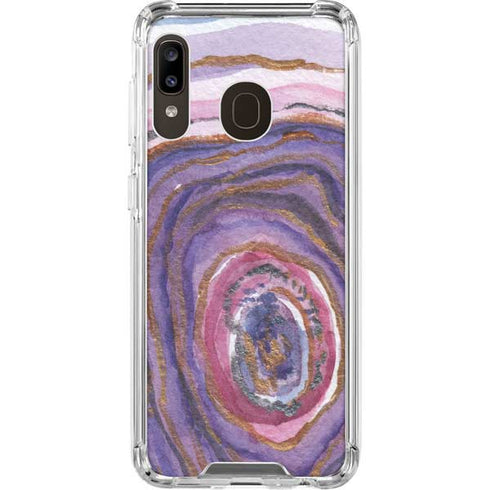 Lilac Watercolor Geode Galaxy A30 Clear Case