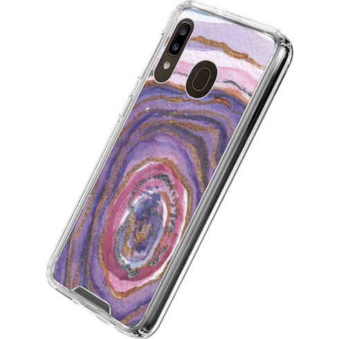 Lilac Watercolor Geode Galaxy A30 Clear Case
