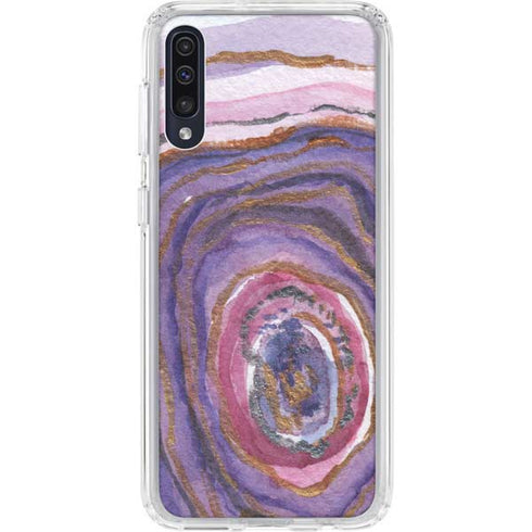 Lilac Watercolor Geode Galaxy A50 Clear Case