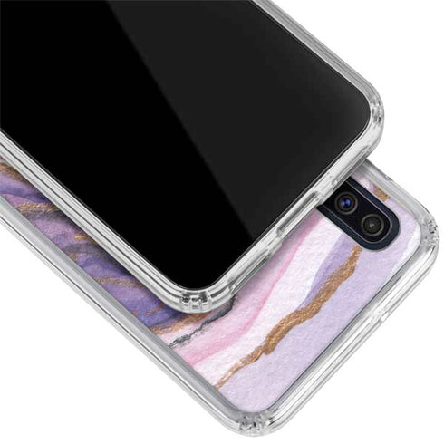 Lilac Watercolor Geode Galaxy A50 Clear Case