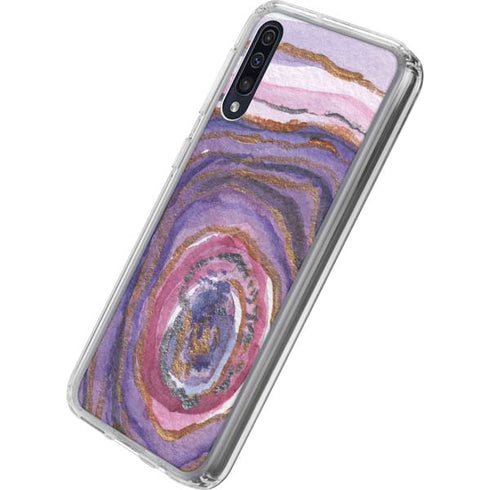Lilac Watercolor Geode Galaxy A50 Clear Case