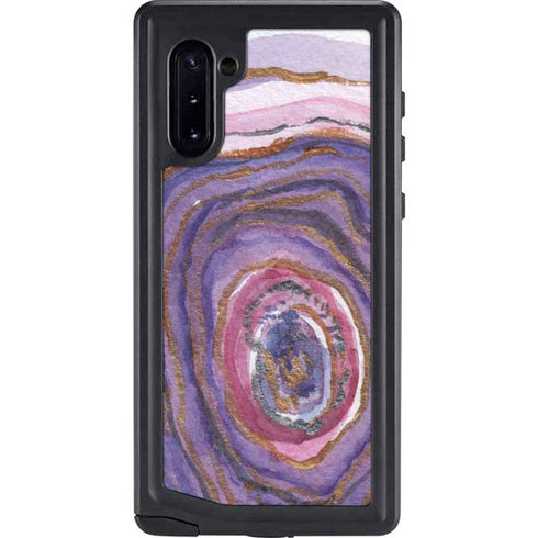 Lilac Watercolor Geode Galaxy Note 10 Waterproof Case