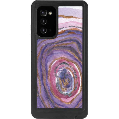 Lilac Watercolor Geode Galaxy Note20 5G Waterproof Case
