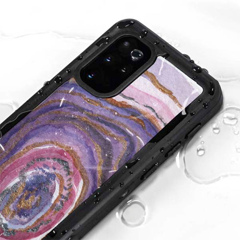 Lilac Watercolor Geode Galaxy S20 Plus Waterproof Case