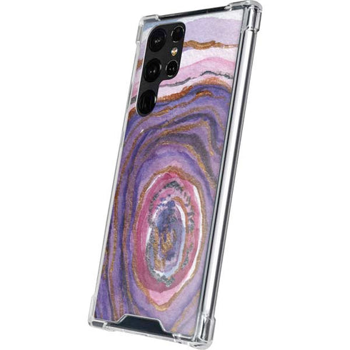Lilac Watercolor Geode Galaxy S22 Ultra Clear Case