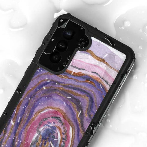 Lilac Watercolor Geode Galaxy S23 Waterproof Case
