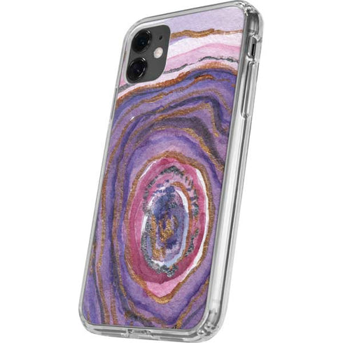 Lilac Watercolor Geode iPhone 11 Clear Case