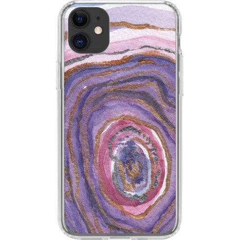 Lilac Watercolor Geode iPhone 11 Clear Case