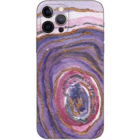 Lilac Watercolor Geode iPhone 12 Pro Skin