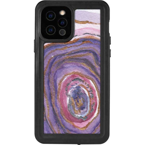 Lilac Watercolor Geode iPhone 12 Pro Waterproof Case