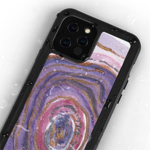 Lilac Watercolor Geode iPhone 12 Pro Waterproof Case