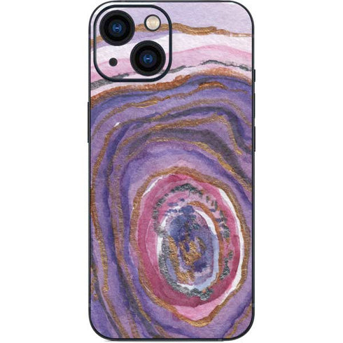 Lilac Watercolor Geode iPhone 13 Mini Skin