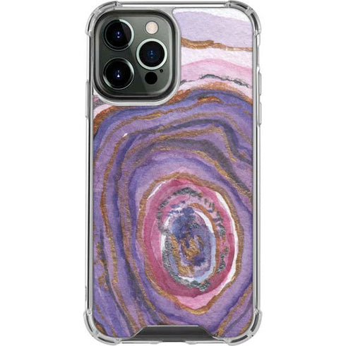 Lilac Watercolor Geode iPhone 13 Pro Max Clear Case