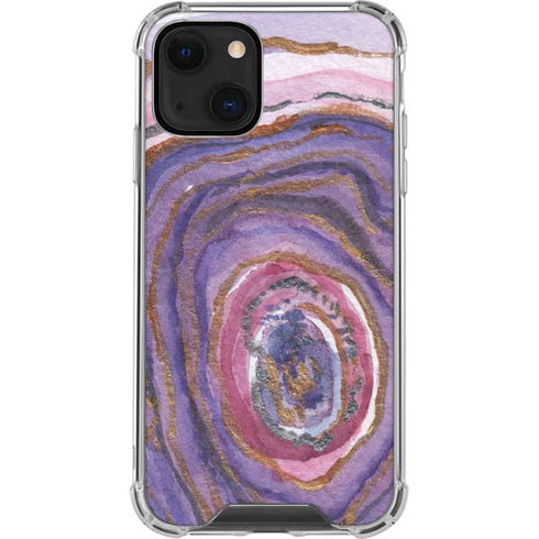 Lilac Watercolor Geode iPhone 14 Plus Clear Case