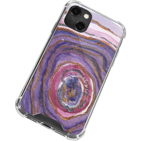 Lilac Watercolor Geode iPhone 14 Plus Clear Case
