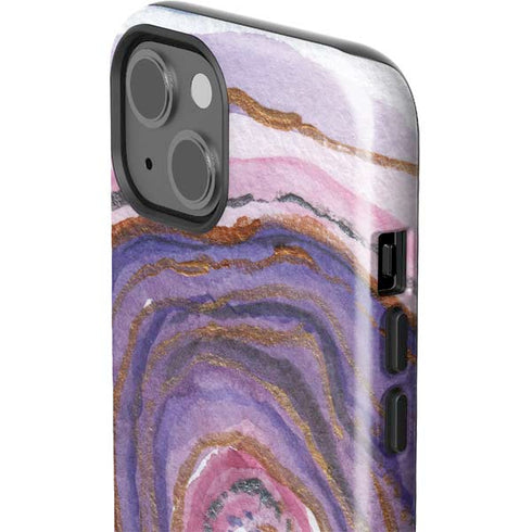 Lilac Watercolor Geode iPhone 15 Impact Case