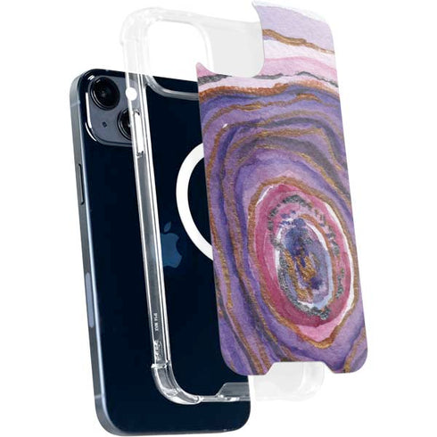 Lilac Watercolor Geode iPhone 14 Plus MagSafe Case