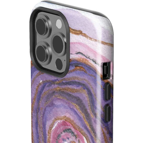 Lilac Watercolor Geode iPhone 15 Pro Impact Case
