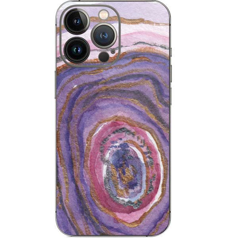 Lilac Watercolor Geode iPhone 14 Pro Skin