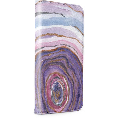 Lilac Watercolor Geode iPhone 15 Pro Folio Case