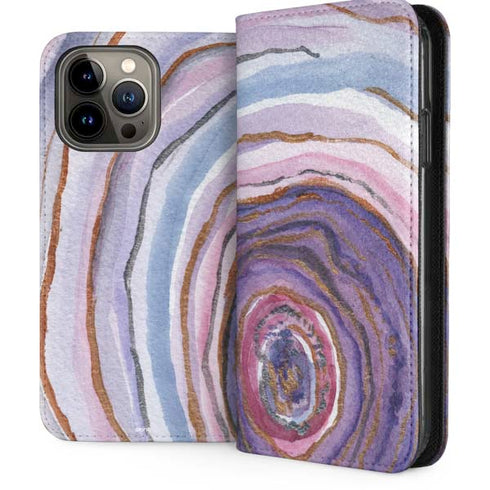 Lilac Watercolor Geode iPhone 15 Pro Max Folio Case