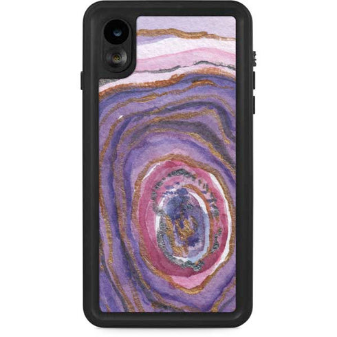 Lilac Watercolor Geode iPhone XR Waterproof Case