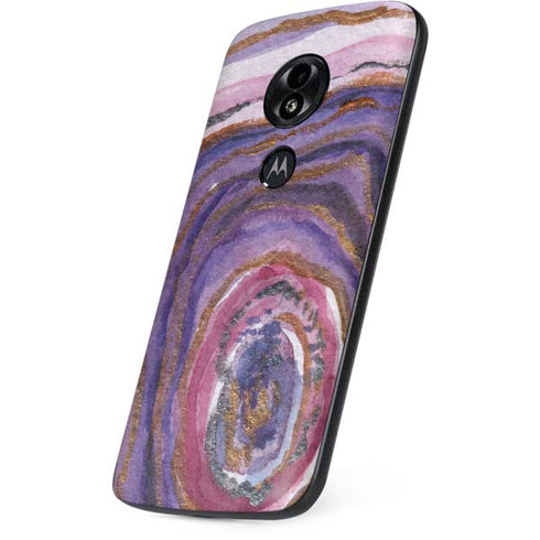 Lilac Watercolor Geode Moto E5 Play Skin