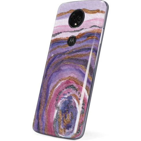 Lilac Watercolor Geode Moto E5 Plus Skin