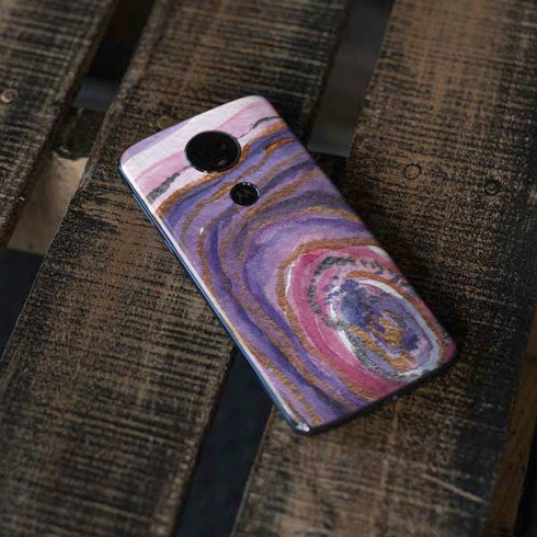 Lilac Watercolor Geode Moto E5 Plus Skin