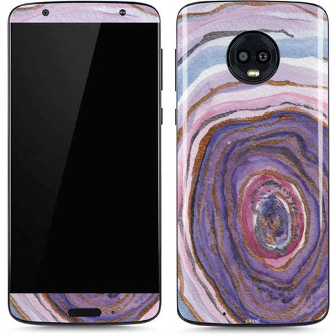 Lilac Watercolor Geode Moto G6 Skin