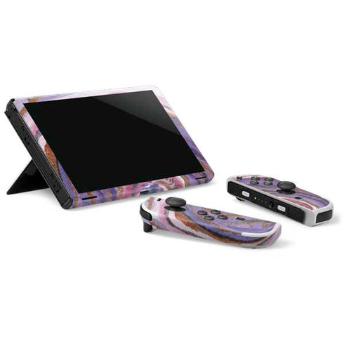 Lilac Watercolor Geode Nintendo Switch OLED (2021) Skin