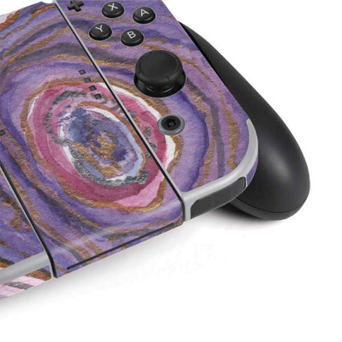 Lilac Watercolor Geode Nintendo Switch OLED (2021) Skin
