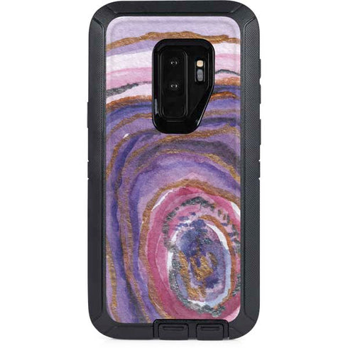 Lilac Watercolor Geode Otterbox Defender Galaxy Skin