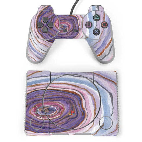 Lilac Watercolor Geode PlayStation Classic Bundle Skin