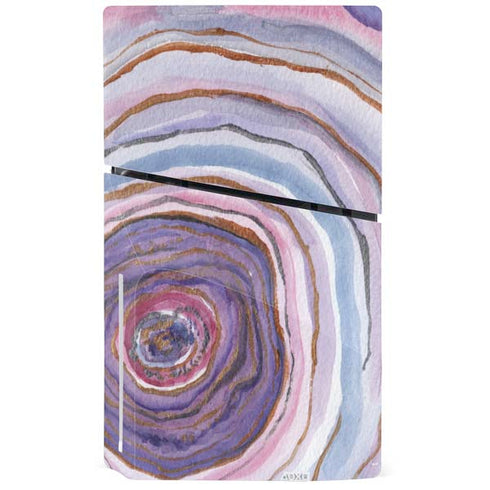 Lilac Watercolor Geode PS5 Slim Disk Console Skin