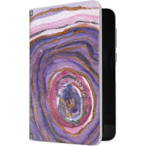 Lilac Watercolor Geode Surface Duo Skin