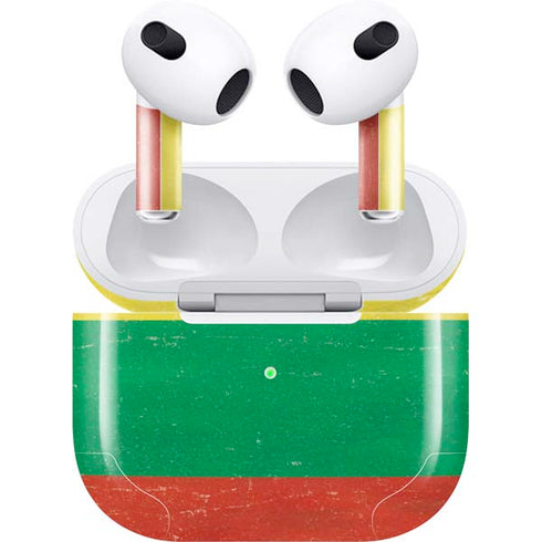 Lithuania Flag Distressed Apple AirPods (3rd Gen 2021) Skin