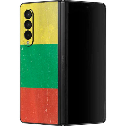 Lithuania Flag Distressed Galaxy Z Fold3 5G Skin