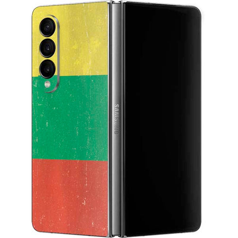 Lithuania Flag Distressed Galaxy Z Fold4 5G Skin