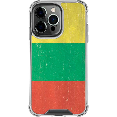 Lithuania Flag Distressed iPhone 15 Pro Clear Case