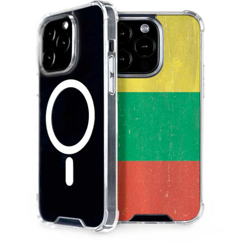 Lithuania Flag Distressed iPhone 14 Pro MagSafe Case