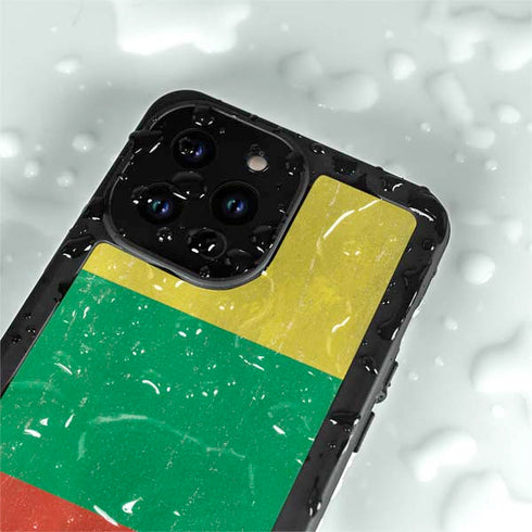 Lithuania Flag Distressed iPhone 14 Pro Max Waterproof Case