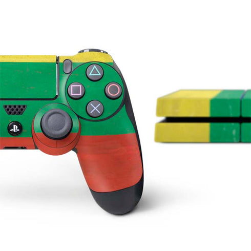 Lithuania Flag Distressed PS4 Console and Controller Bundle Skin