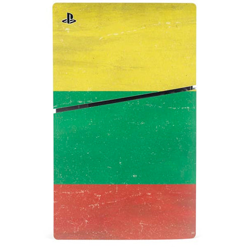 Lithuania Flag Distressed PS5 Slim Digital Edition Bundle Skin