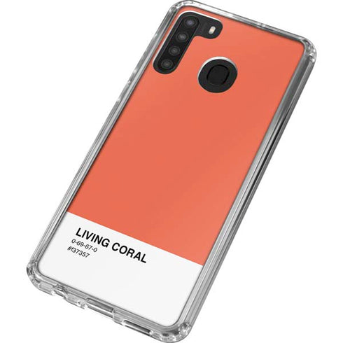 Living Coral Galaxy A21 Clear Case