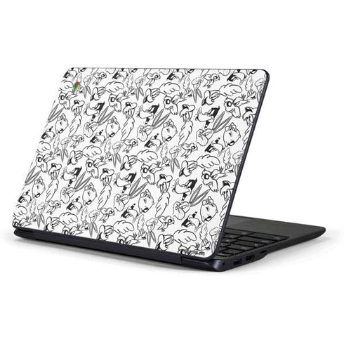 Looney Tunes Looney Squad Black and White Grid Samsung Chromebook Skin