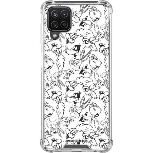 Looney Tunes Looney Squad Black and White Grid Galaxy A12 Clear Case