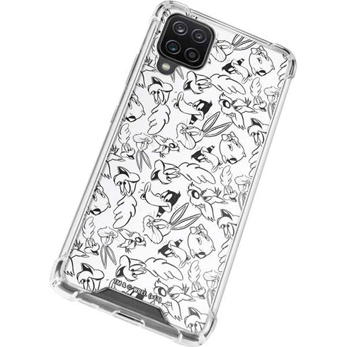 Looney Tunes Looney Squad Black and White Grid Galaxy A12 Clear Case